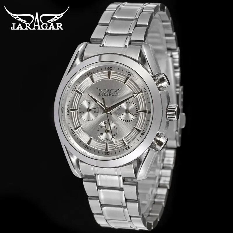 Men Design 3 Dial Stainless Steel Leather Strap Material Automatic Fashion Charm Type China Movement Watch Wristwatches